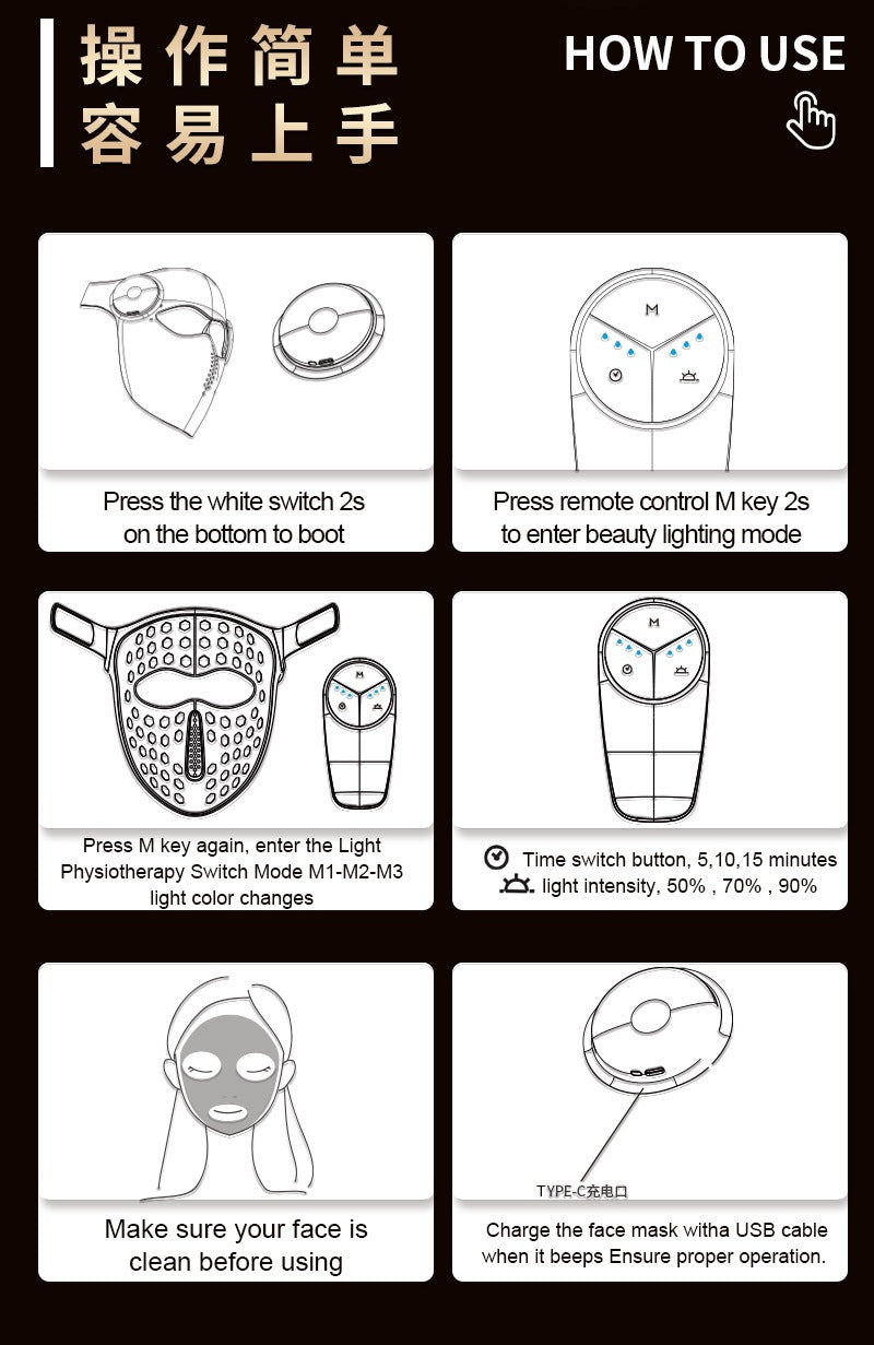 Laser Red & Blue Light Therapy Beauty Mask – LED Face Device