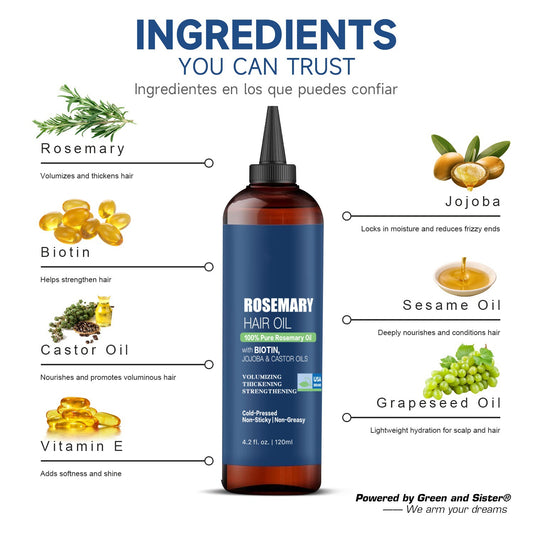 Botanic Hearth Rosemary Hair Oil – Botanical Scalp & Hair Treatment Oil 60ml, view 2