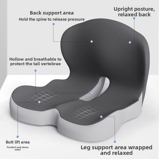 Memory Foam One-Piece Seat Cushion with Backrest – Ergonomic Chair Support (Grey)
