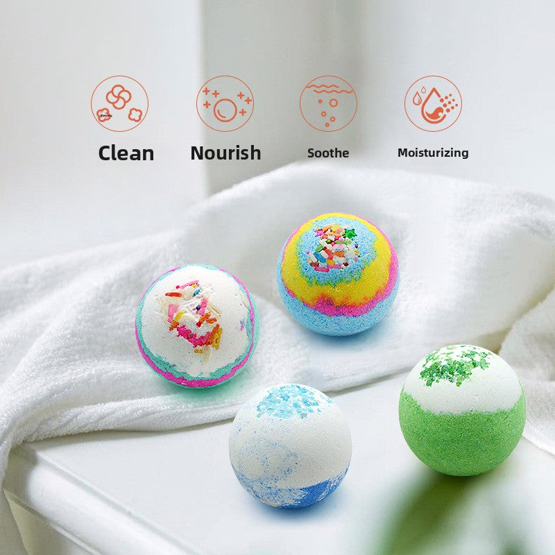 Dried Flower Bath Ball Gift Set – Essential Oil Bubble Bath Balls (4‑Piece)