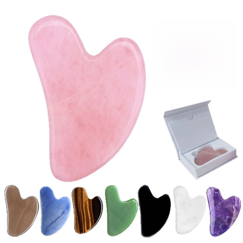 Natural Jade Gua Sha Tool – Heart-Shaped Facial & Body Massage Stone