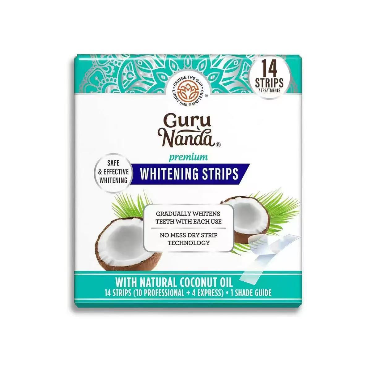 Guru Nanda Coconut Mint Teeth Whitening Strips – 14-Strip Dental Whitening Kit