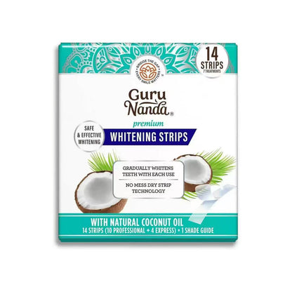 Guru Nanda Coconut Mint Teeth Whitening Strips – 14-Strip Dental Whitening Kit