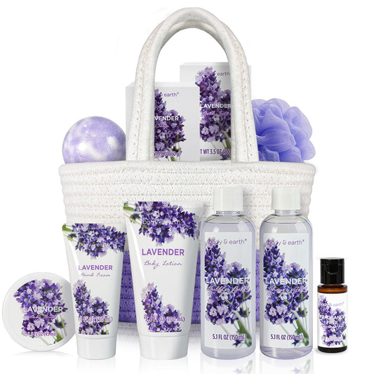 Spa Gift Baskets for Women 11Pcs Lavender Gift Sets with Bubble Bath, Shower Gel, Body Lotion, Birthday Gifts for Women, Spa Kit for Mom Gifts, Purple Gift