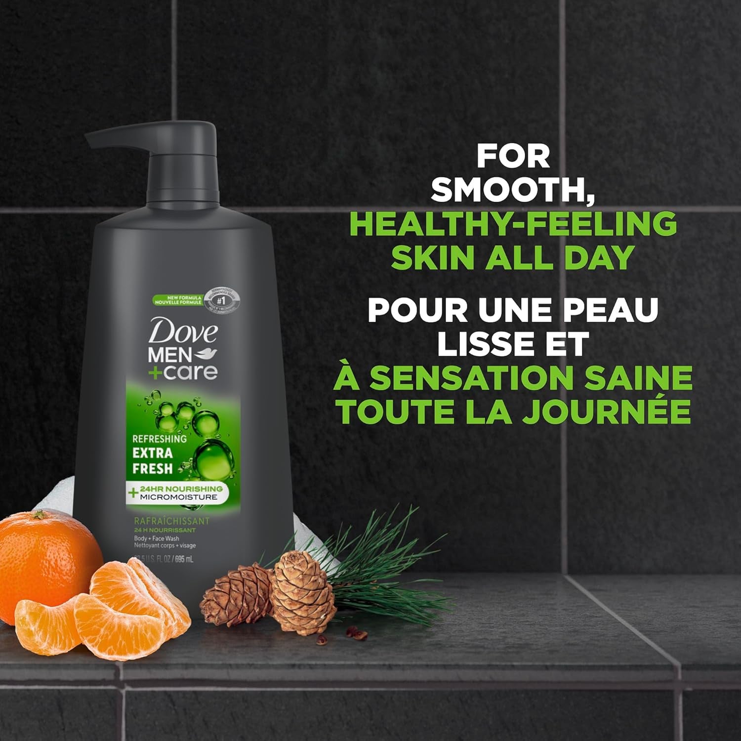 Dove Men+Care Extra Fresh Body & Face Wash with Micromoisture Technology for Cooling Refreshment and Skin Strengthening, 695 ml