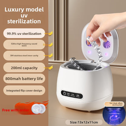 USB Ultrasonic Retainer & Jewelry Cleaner with UV Blue Light – Portable Deep Cleaning Tank