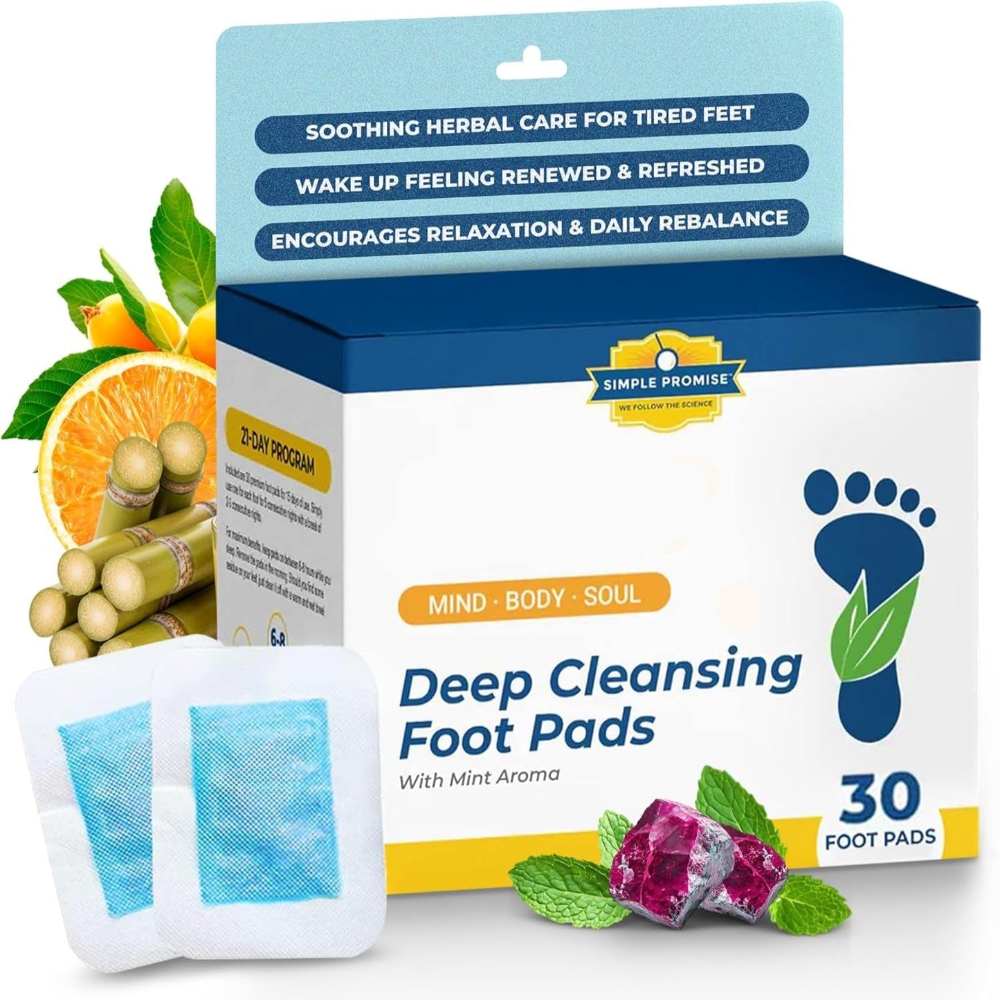- Xitox Deep Cleansing Foot Pads - Supports Restful Sleep & Helps Remove Tension - Natural Herbal Ingredients for Feet - Comfortable Adhesive & Easy Peel - 30 Foot Patches - Mint Aroma