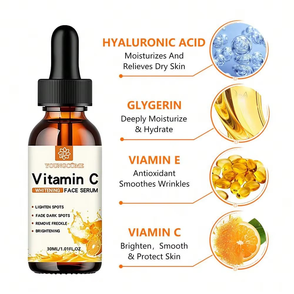 Vitamin C Facial Essence with Hyaluronic Acid - Dark Spot Remover and Anti-Aging Moisturizer for Skin Repair, 30ml