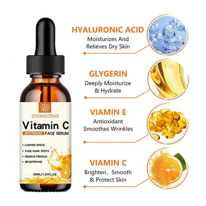Vitamin C Facial Essence with Hyaluronic Acid - Dark Spot Remover and Anti-Aging Moisturizer for Skin Repair, 30ml
