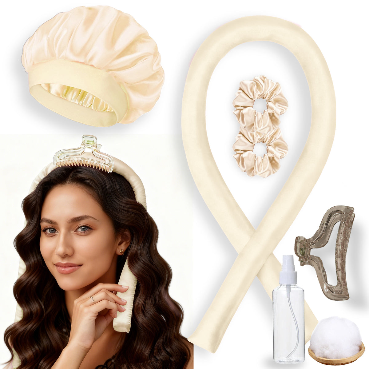 No-Heat Satin Hair Curler Set – Heatless Waves & U‑Shaped Curls, view 25