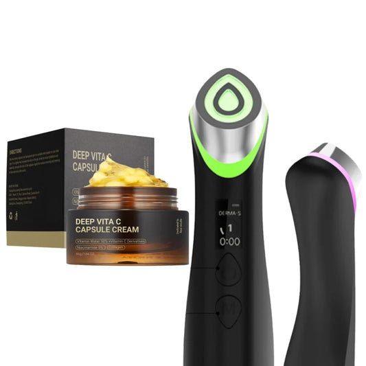 Smart Library Medicube Booster Pro EMS Facial Massager & Deep Vita C Golden Cream - Korean  Care Set With Red Lig