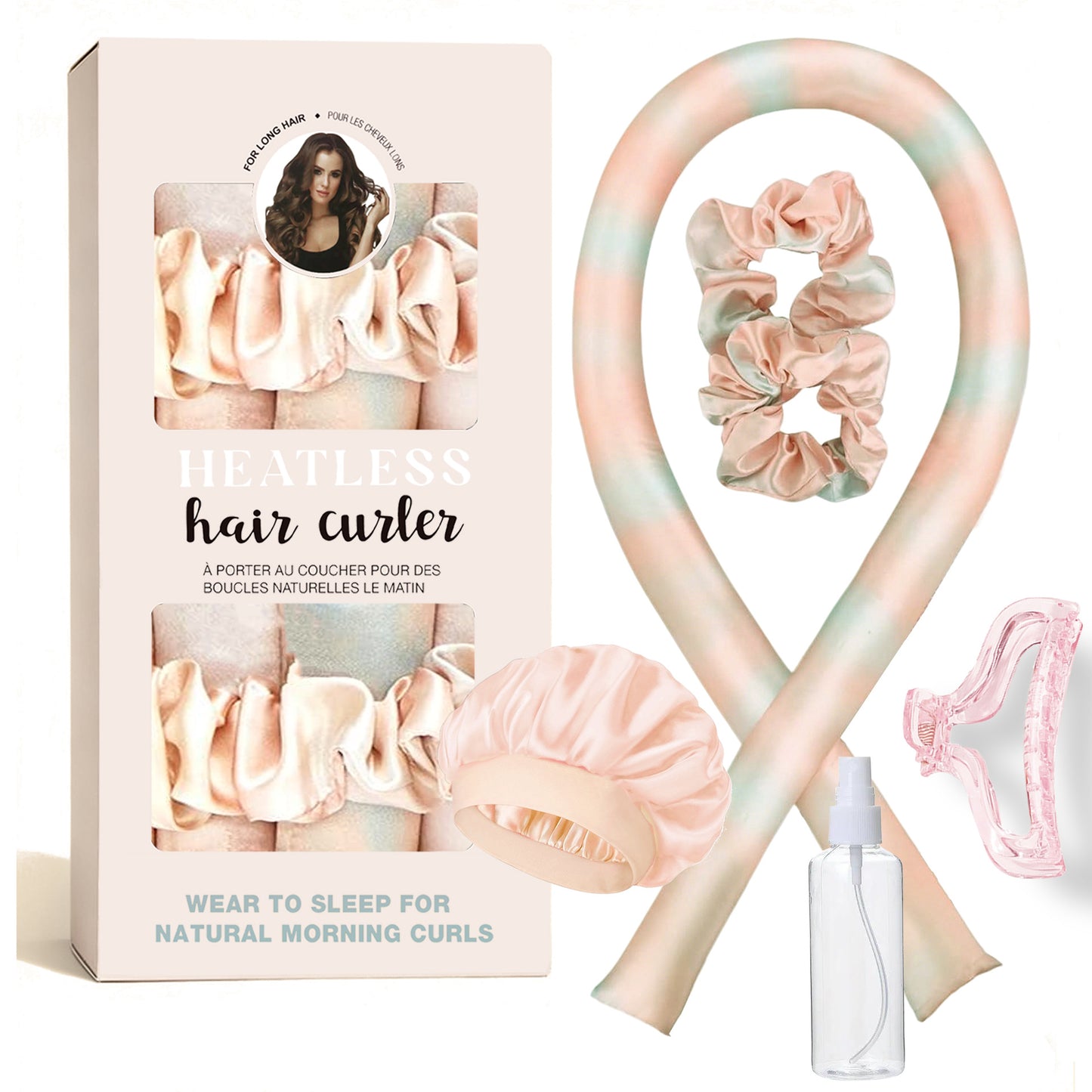 No-Heat Satin Curling Set – Handmade Wave & U-Shaped Hair Curler