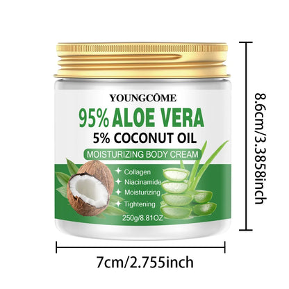 Aloe Vera Natural Coconut Oil Organic Premium Cold Pressed Repair Dry Skin Care Body Massage Moisturizing Cream ﻿