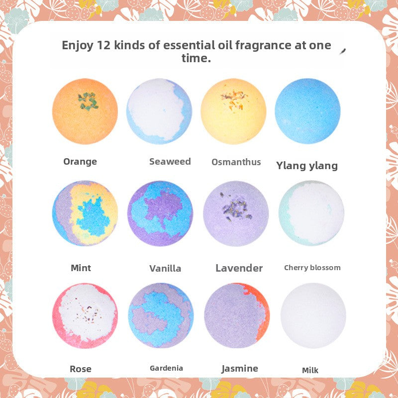 Fragrant Bath Salt Ball Gift Set – Essential Oil Bubble Bath Balls (12-Piece)