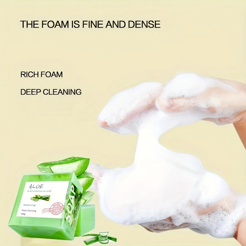 All-Natural Aloe Vera Handmade Soap with Essential Oils 100g , Unisex, Travel-Friendly