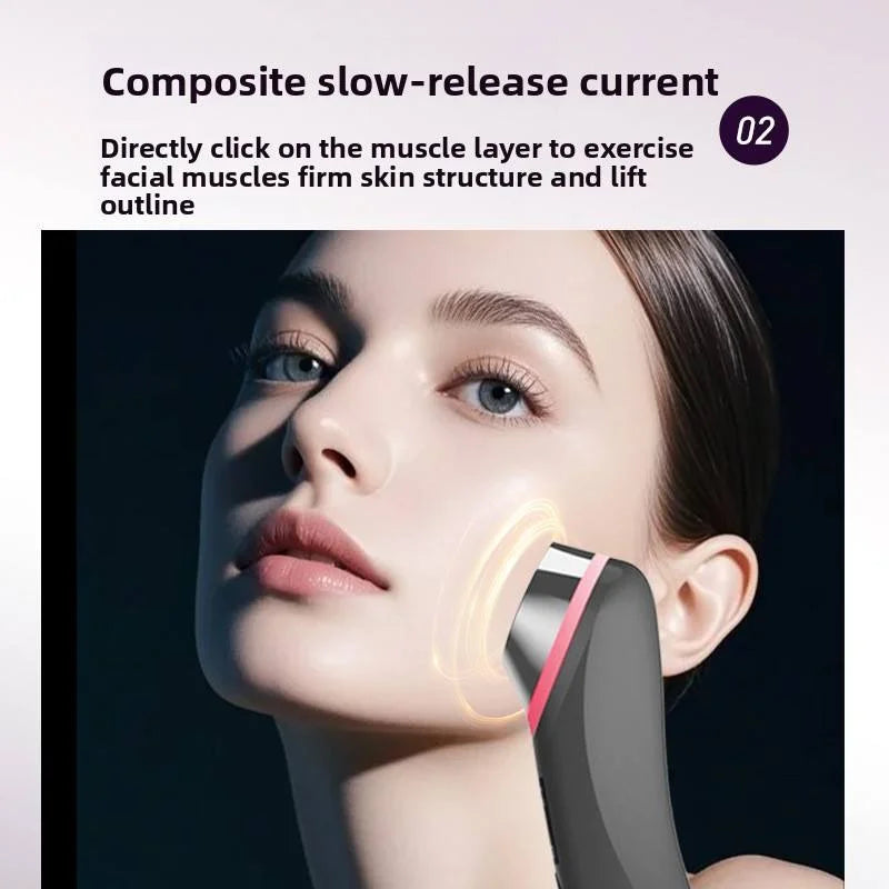 6-IN-1 Plastic Glow Beauty Instrument EMS Microcurrent Vibration Massage Battery Portable Personal Care Appliances