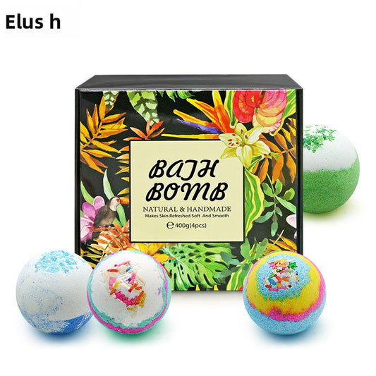 Dried Flower Bath Ball Gift Set – Essential Oil Bubble Bath Balls (4‑Piece)