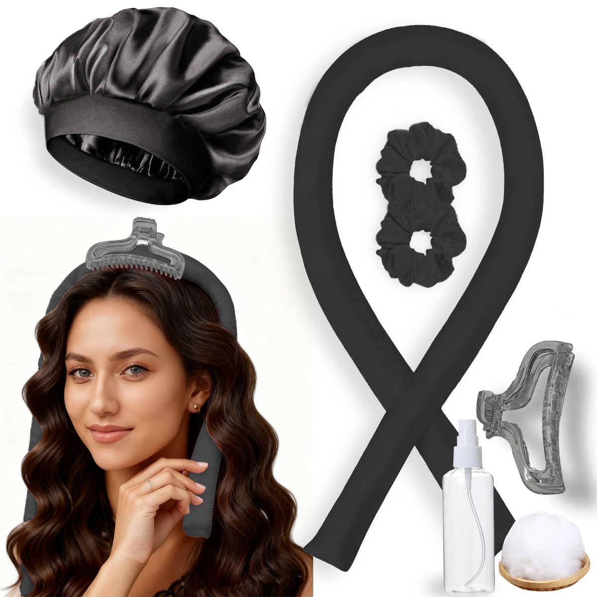 No-Heat Satin Hair Curler Set – Heatless Waves & U‑Shaped Curls, view 31