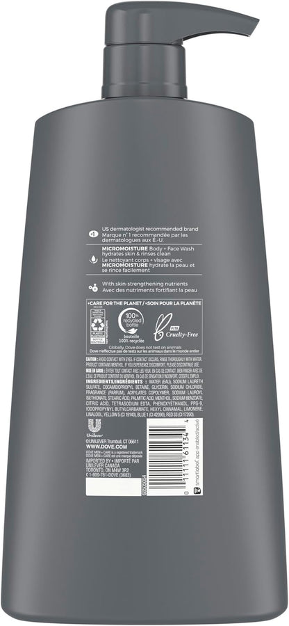 Dove Men+Care Extra Fresh Body & Face Wash with Micromoisture Technology for Cooling Refreshment and Skin Strengthening, 695 ml