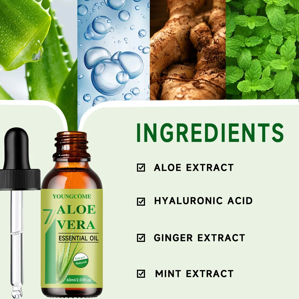 YOUNGCOME Aloe vera essential oil Anti Aging Firming Skin Face Moisturizing Relaxing Massage Oil Hair Repair Skin Care Body Oil