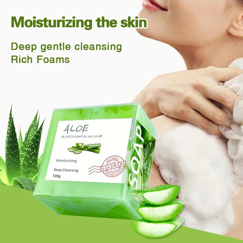 All-Natural Aloe Vera Handmade Soap with Essential Oils 100g , Unisex, Travel-Friendly