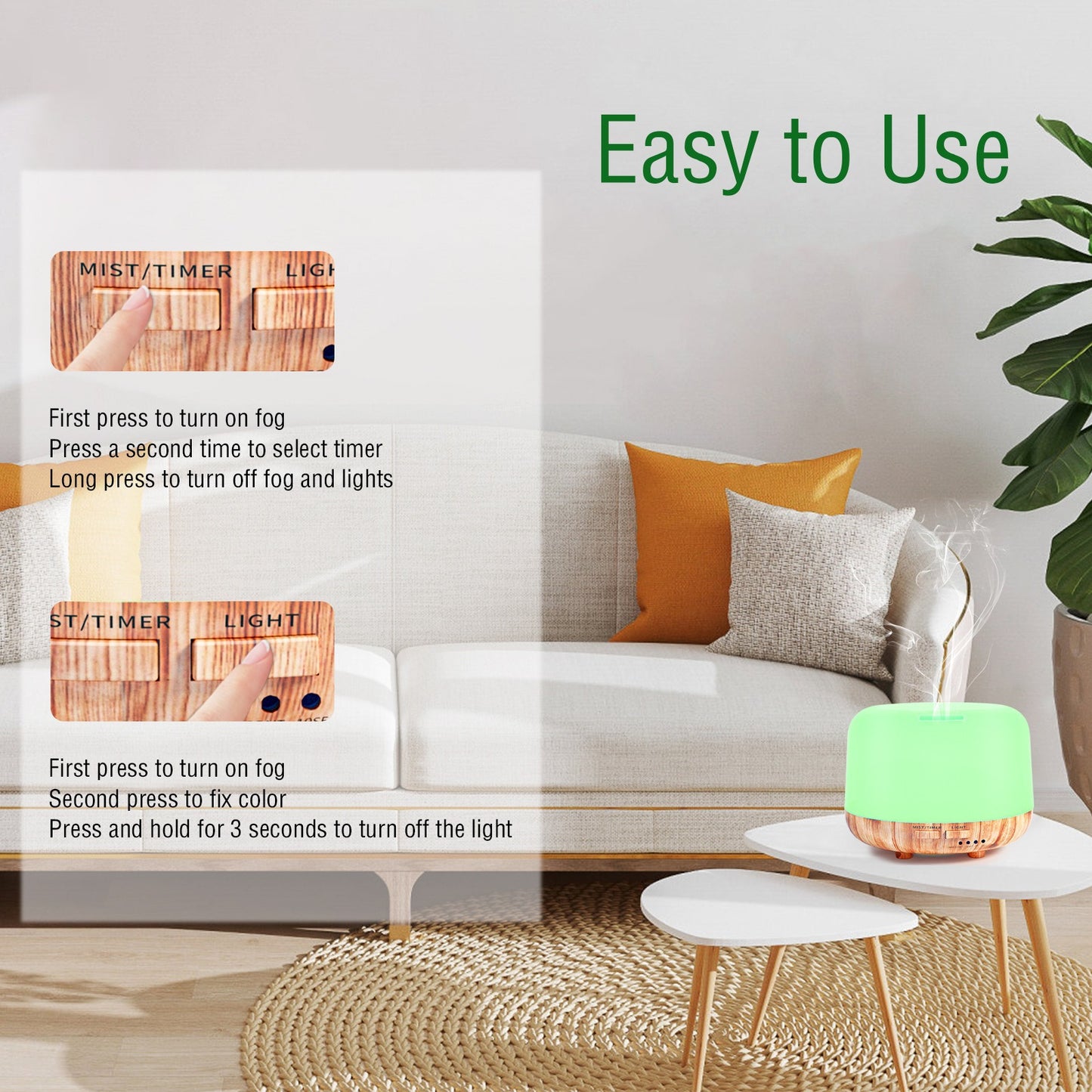 Ultrasonic Aroma Diffuser – Quiet Essential Oil Humidifier