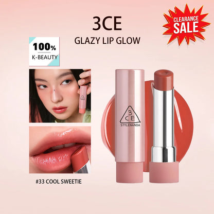 [ClearanceSale] 3CE Glazy Lip Glow 33 Cool Sweetie,Glossy Glaze Texture,Hydrating&Non-Sticky,Daily Office,K-Beauty,Korean Makeup