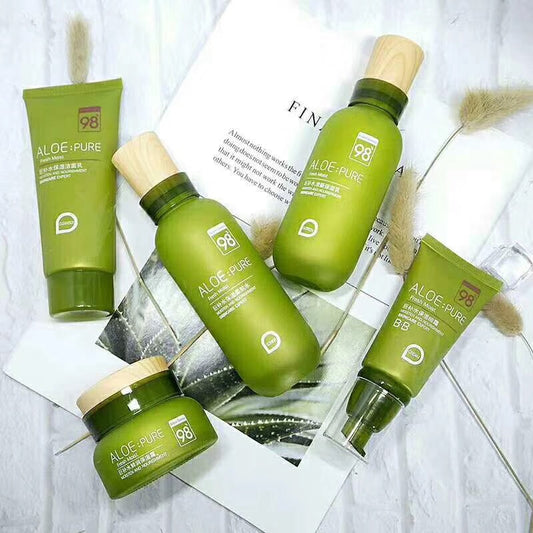 Peranshi Aloe 5‑Piece Hydrating Skincare Set – Cleanser, Toner, Emulsion, Cream & Foundation