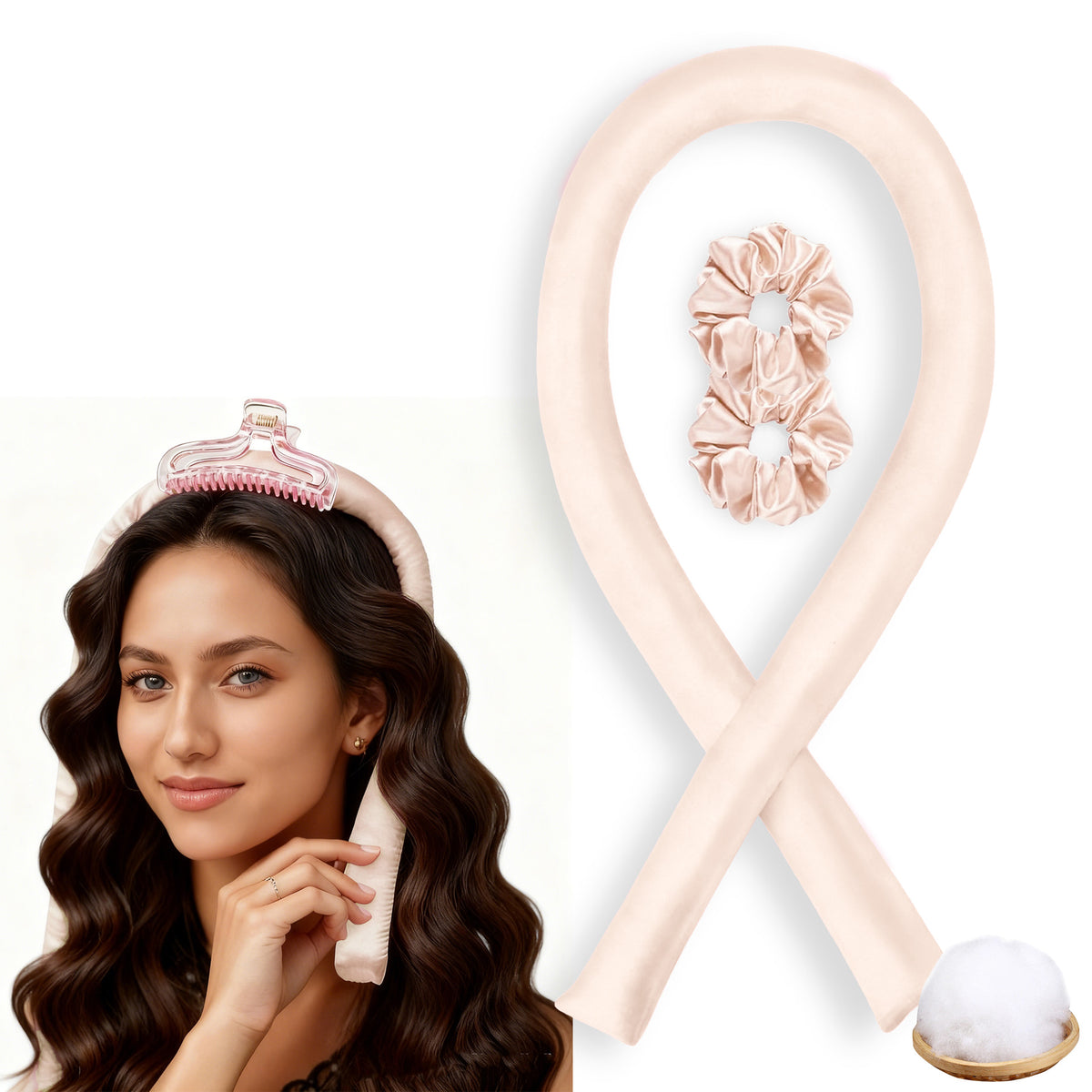 No-Heat Satin Hair Curler Set – Heatless Waves & U‑Shaped Curls, view 8
