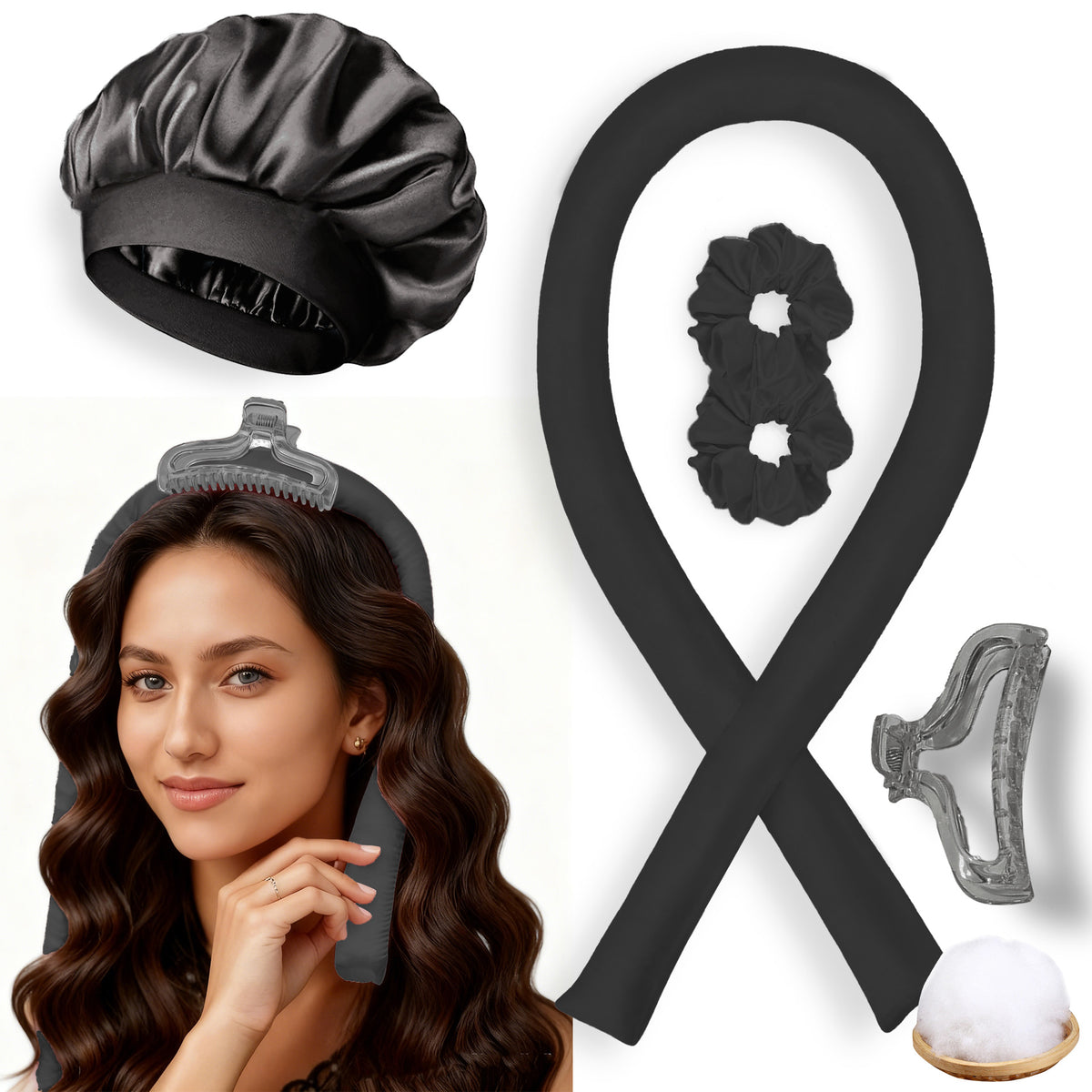 No-Heat Satin Hair Curler Set – Heatless Waves & U‑Shaped Curls, view 30