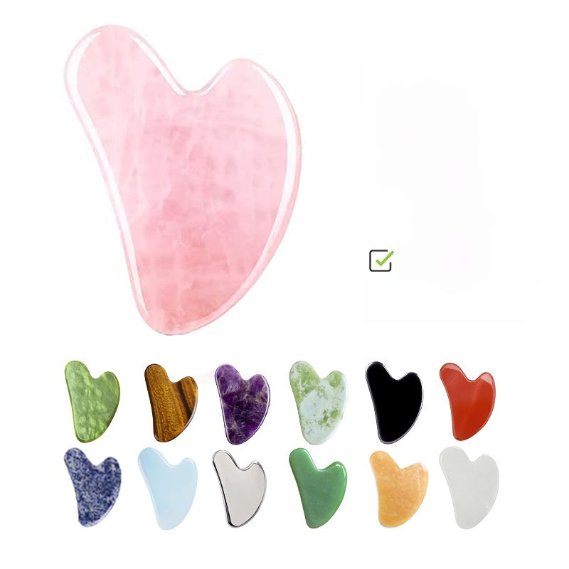 Natural Jade Gua Sha Tool – Heart-Shaped Facial & Body Massage Stone