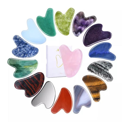 Natural Jade Gua Sha Tool – Heart-Shaped Facial & Body Massage Stone