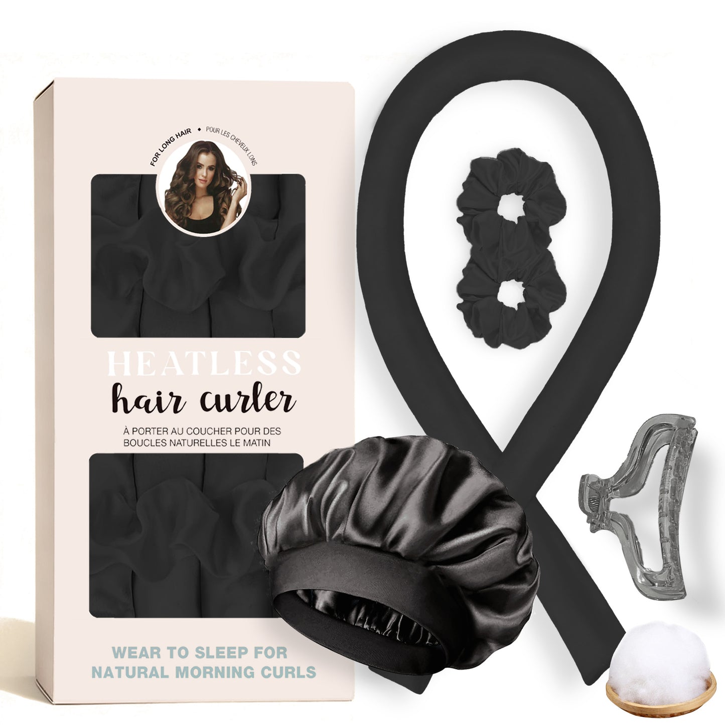 No-Heat Satin Curling Set – Handmade Wave & U-Shaped Hair Curler