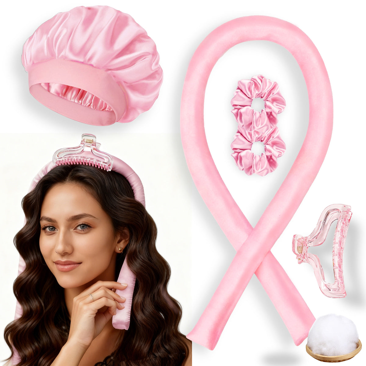 No-Heat Satin Hair Curler Set – Heatless Waves & U‑Shaped Curls, view 21