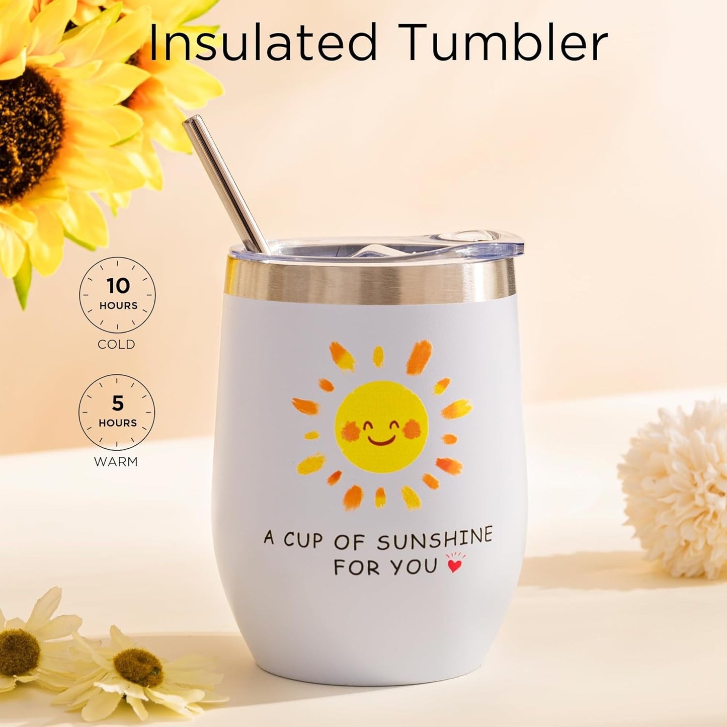 12oz Stainless Steel Insulated Mug Gift Set – 316 Steel Thermos with Straw
