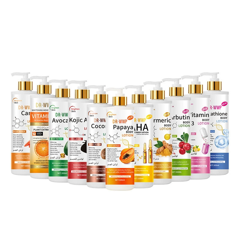 DR-WWP Brightening Body Lotion Collection – 500ml Hydrating & Tone-Evening Lotions
