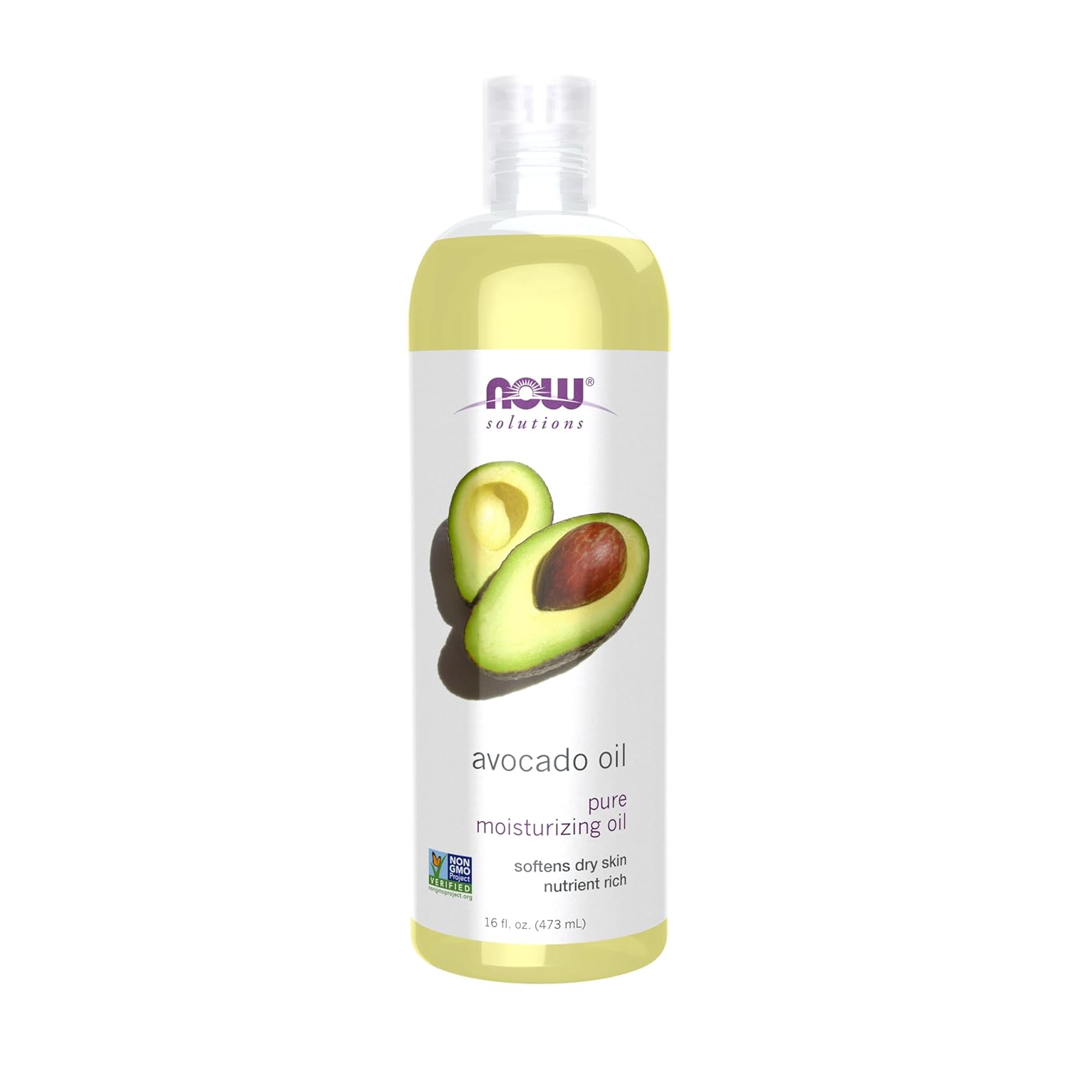 NOW Foods Solutions Avocado Oil, 100% Pure Moisturizing Oil, Nutrient-Rich and Hydrating, 16 oz