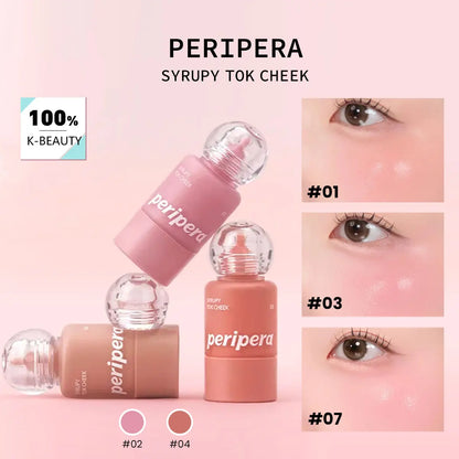 PERIPERA SYRUPY TOK CHEEK,Hydrating Liquid Texture,Lightweight & Non-Sticky,Natural Skin-Fusion Finish,K-Beauty,Korean Makeup