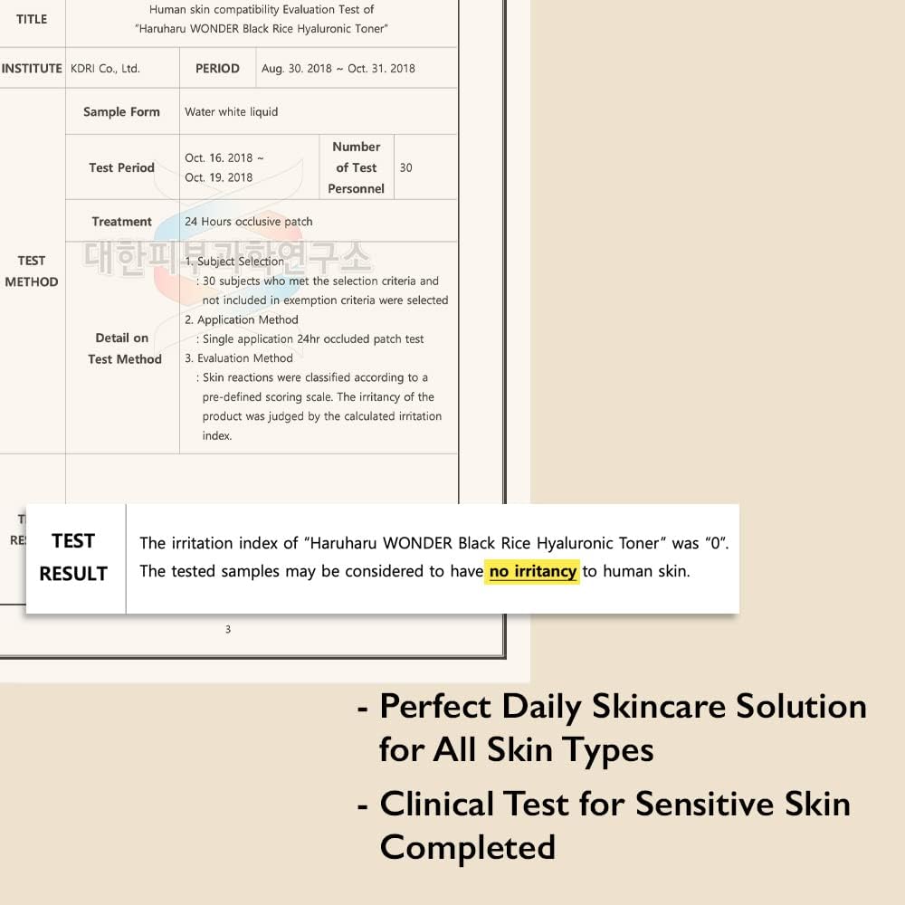 Haruharu Wonder Black Rice Hyaluronic Toner, Deep Hydration, Glass Skin, Hyaluronic Acid, Lavender Oil, Skin Plumpling, Korean Skincare, Vegan, Cruelty-Free, 10.1 Fl.Oz