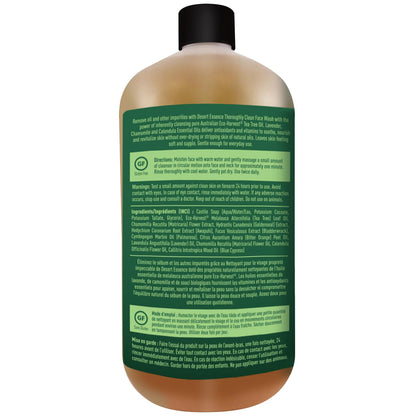 Desert Essence Organic Facial Cleanser with Tea Tree Oil, Castile Soap, and Coconut Oil - Ideal for Sensitive and Oily Skin, Vegan and Cruelty-Free, 32 Fl Oz