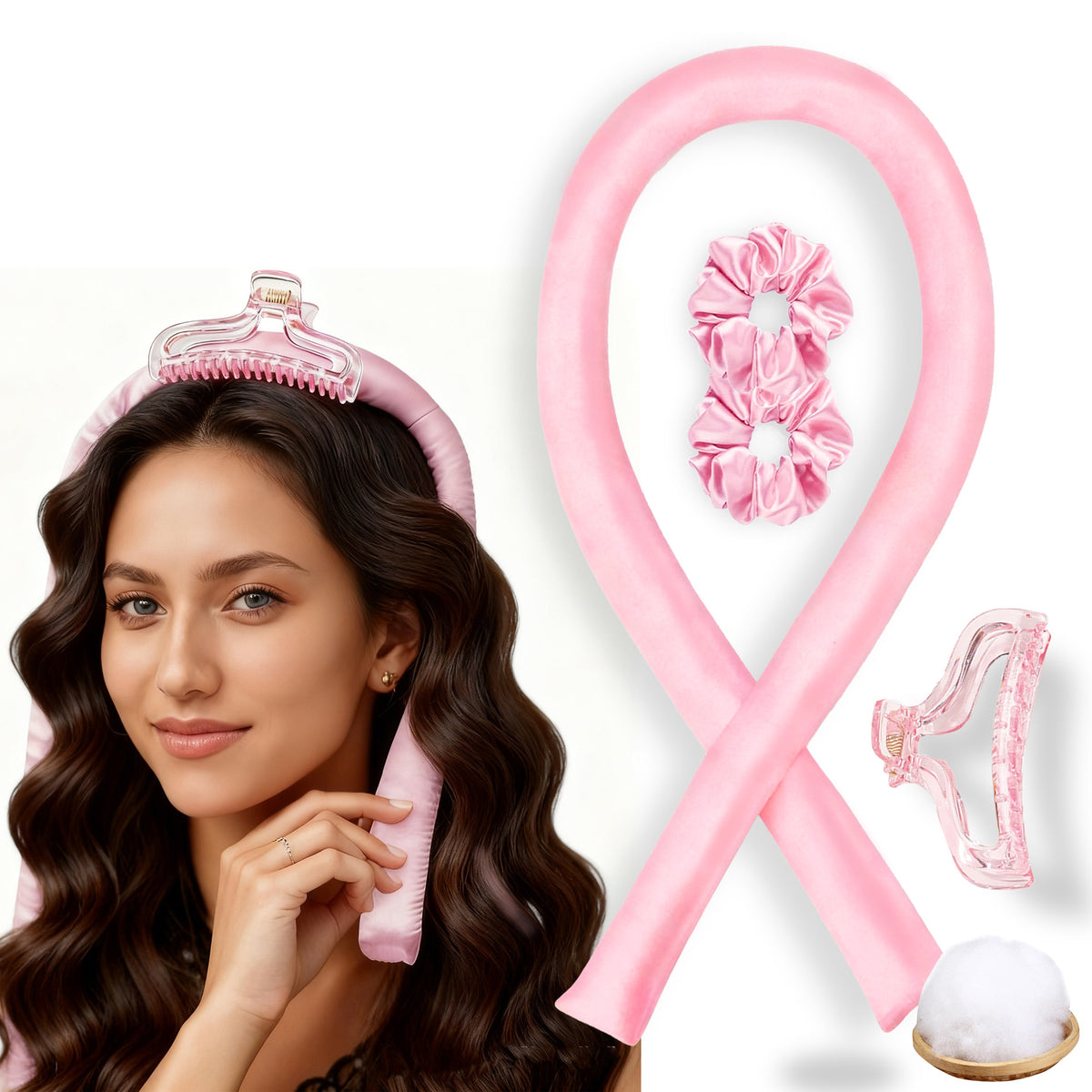 No-Heat Satin Hair Curler Set – Heatless Waves & U‑Shaped Curls, view 20