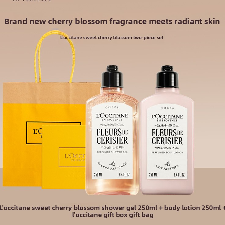 L'Occitane Cherry Blossom Toiletries Gift Set – Sakura Shower Gel, Body Lotion & Hand Cream