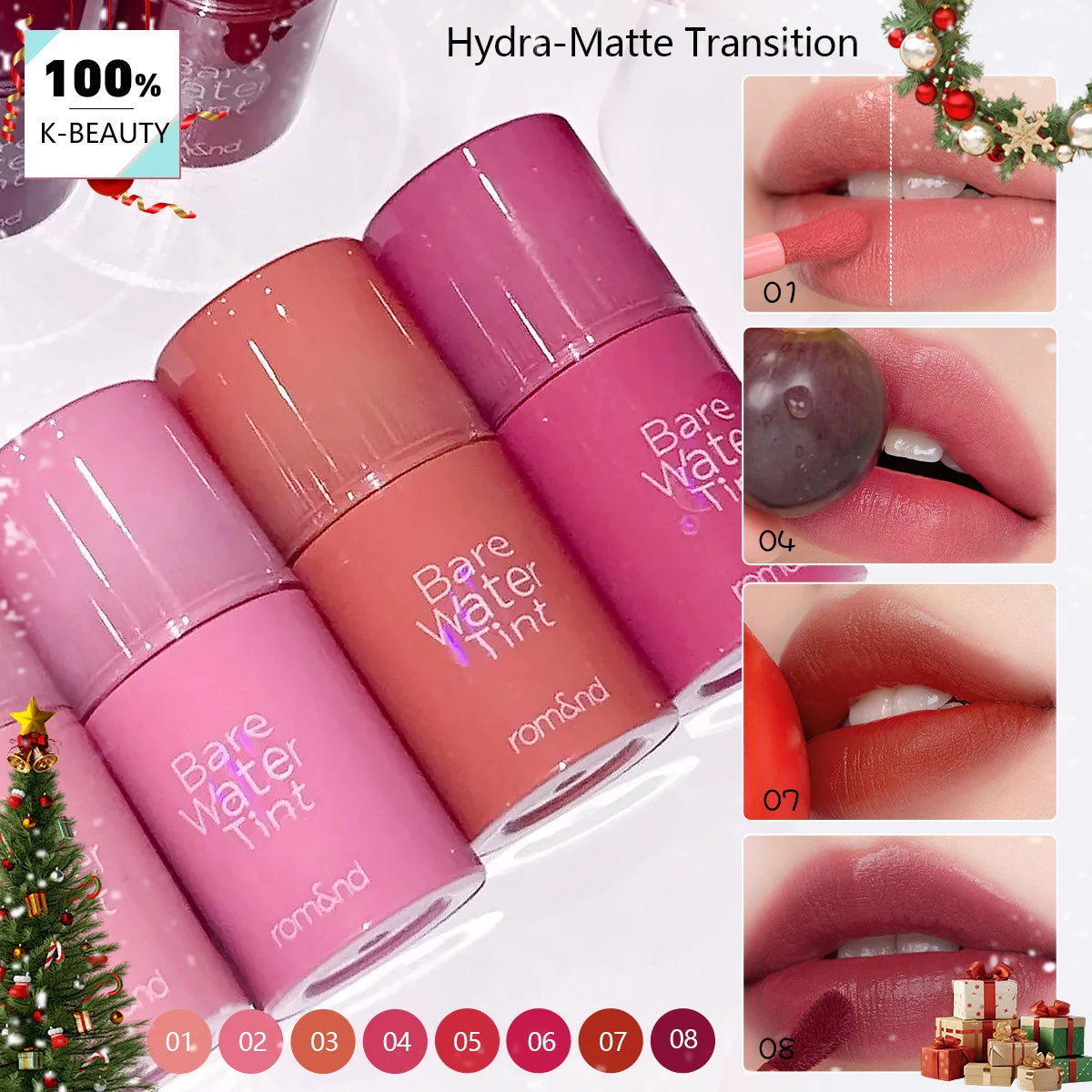 rom&nd BARE MOOL TINT,Water-Light Texture,Refreshing Non-Sticky,Long-Lasting Moisture,Daily Natural,Party,K-Beauty,Korean Makeup