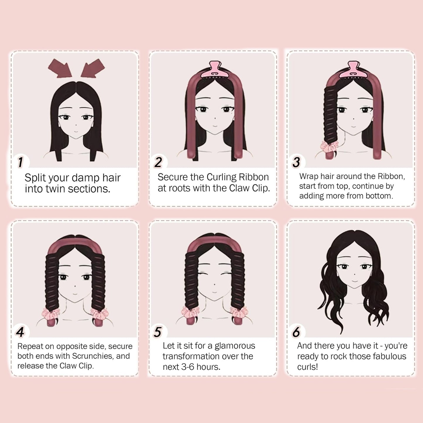 No-Heat Satin Curling Set – Handmade Wave & U-Shaped Hair Curler