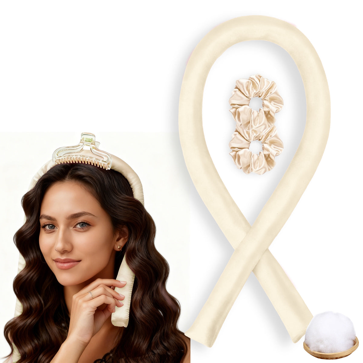 No-Heat Satin Hair Curler Set – Heatless Waves & U‑Shaped Curls, view 10