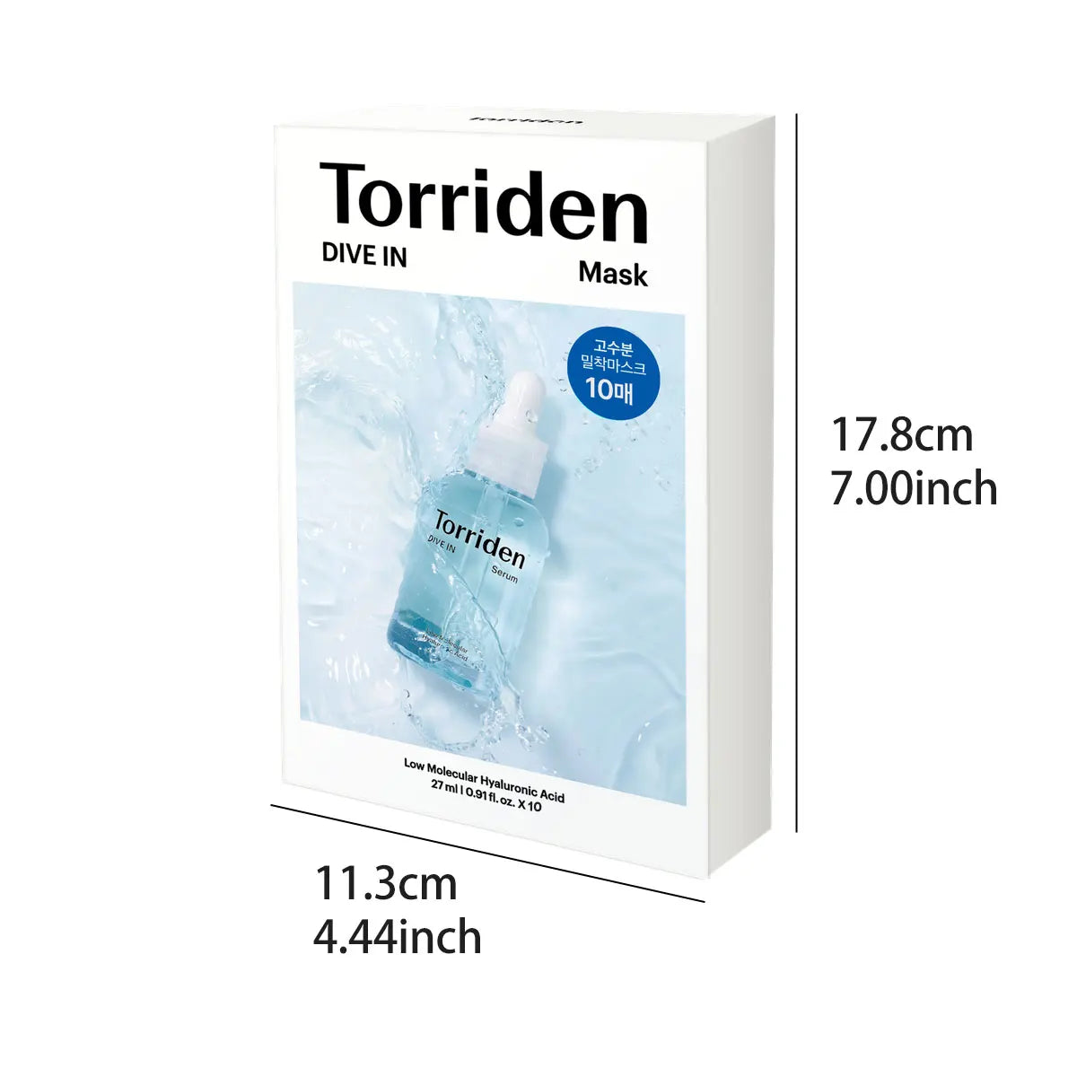 Torriden DIVE-IN Hyaluronic Acid Facial Sheet Masks 10pcs,Thin & Skin-Conforming,Deeply Moisturizing,K-Beauty,Korean Makeup