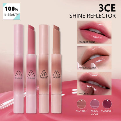 3CE SHINE REFLECTOR,Mirror Shine Texture,Moisturizing&Non-Drying,Sheer & Juicy Color,Daily Office Makeup,K-Beauty,Korean Makeup