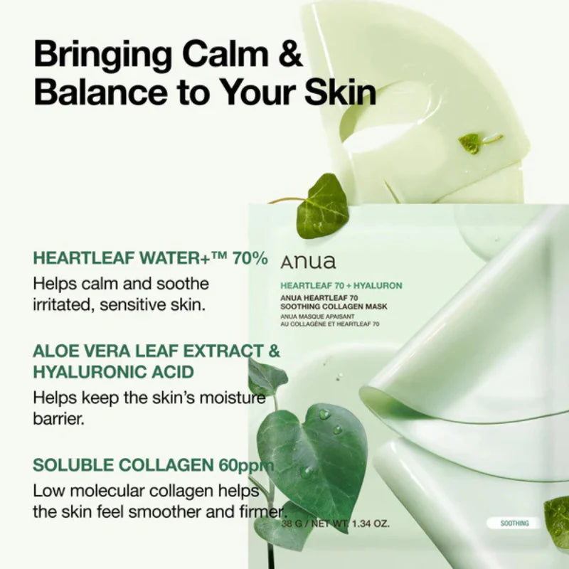 Heartleaf 70 Soothing Collagen Mask 38G