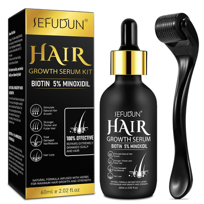 5% Minoxidil Hair Growth Serum Kit - Hair Regrowth Treatment for Scalp Hair Loss and Thinning with Biotin, 2.02 Fl Oz, One Month Supply