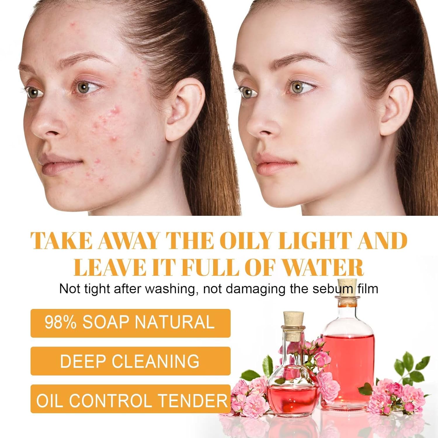 JISKG Turmeric Glow Facial Cleanser with Exfoliating Brush - Deep Cleansing Foaming Wash for All Skin Types (100ml)